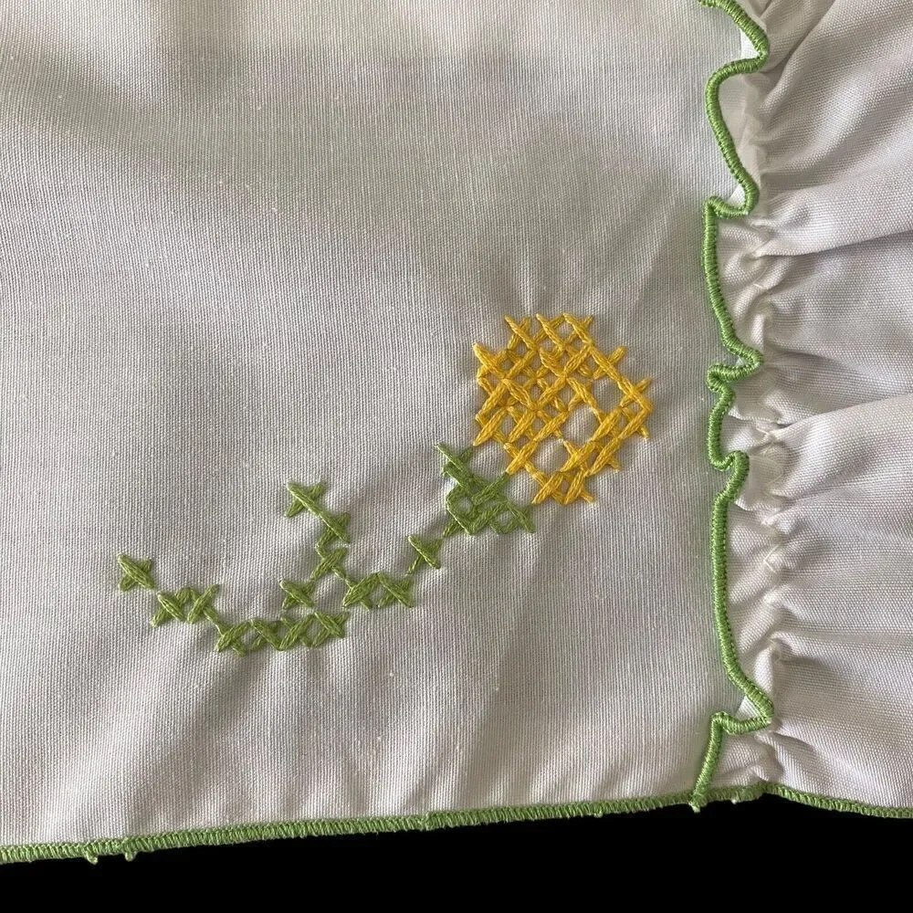 4 Vintage Placemats Cross Stitch Hand Embroidered Flowers 18 x 12.25